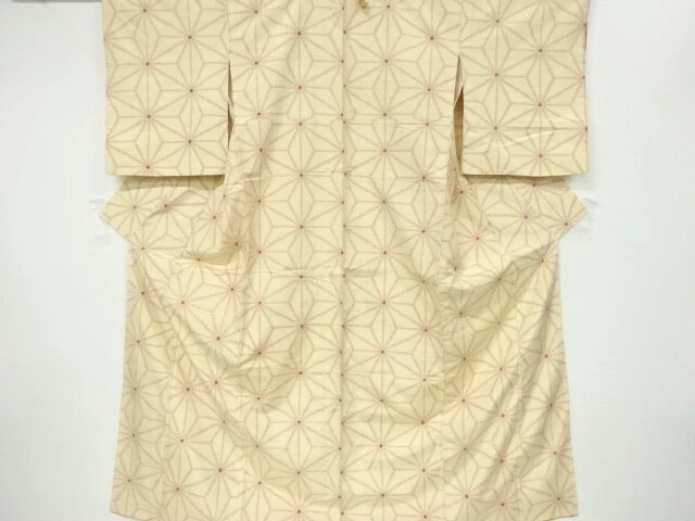 6570273: Japanese Kimono / Antique Kimono / Tokamachi Tsumugi / Woven Asanoha