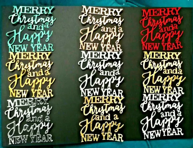 Craft Die Cuts 9 Merry Christmas and a Happy New Year Toppers (Set 2)
