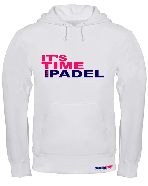 Felpa con cappuccio Padel It's Time To Padel 01Bianca Personalizzabile con Nome