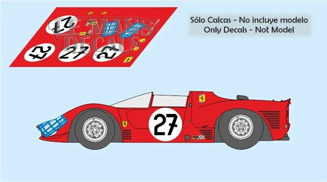 DECALS FERRARI 330 P3 Spyder Le Mans 1966 27 1:32 1:24 1:43 1:18