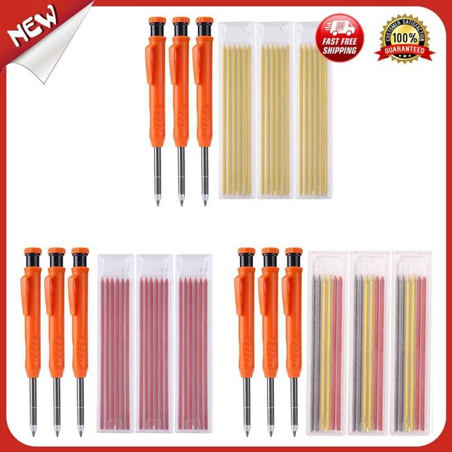 es Woodwork Solid Carpenter Pencil Set with Refill Lead Deep Hole Mechanical Mar