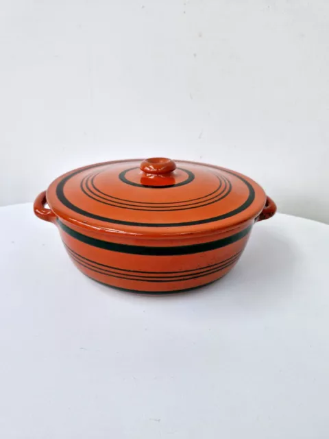 Cocotte Soupière Légumier Vintage Orange Terre Cuite Albisola Made in Italy