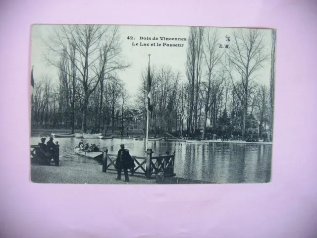CPA bois de vincennes le lac et le passeur 1906