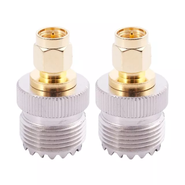 2x SMA Male to UHF Female SO239 SO-239  Plug  Adapter Connect PL-259 Gold H1U3