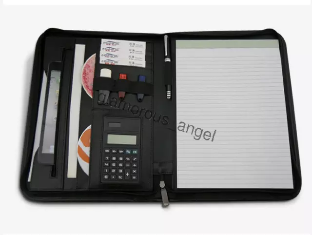 A4 File Folder PU Leather Document Holder Pockets Waterproof Portfolio Envelope