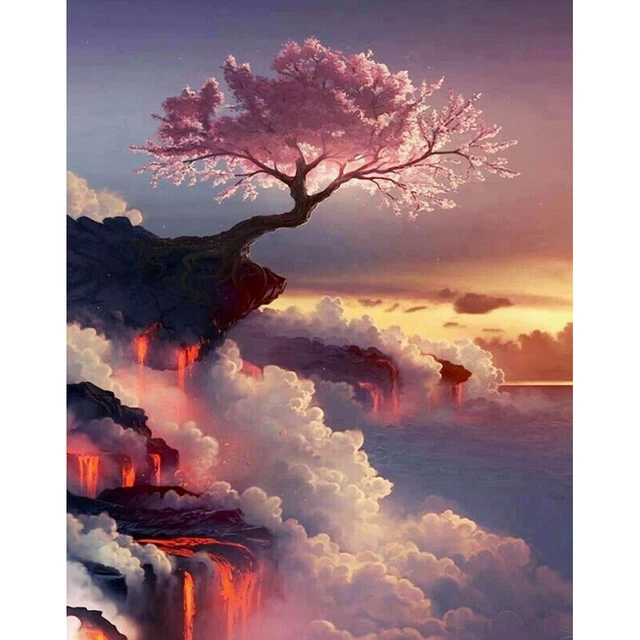 Kit de pintura por números hágalo usted mismo flor en nubes lona arte al óleo imagen decoración del hogar H