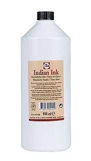 TALENS BLACK INDIAN INK  -  990ml BOTTLE  - FINE ART DRAWING TATTOO