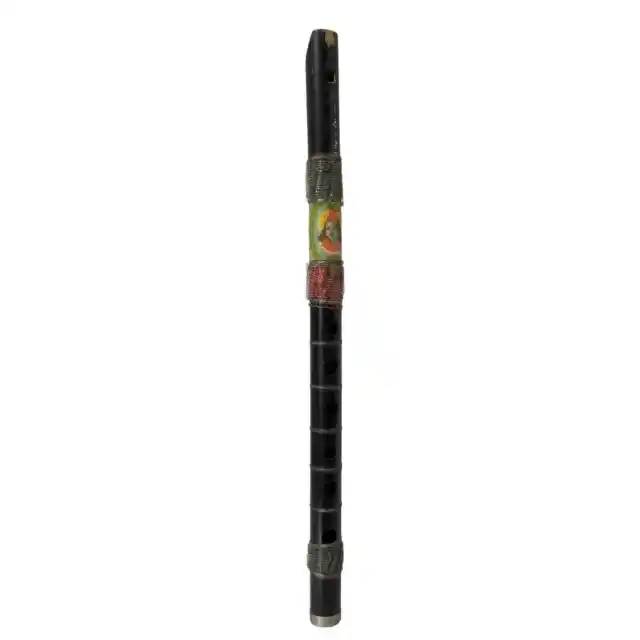 Vintage Black 6 Hole Wood Flute Made in India 14"