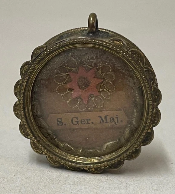 ANTIQUE RELIQUARY RELIC St. Gerard Majella Pendant with Red Wax Seal