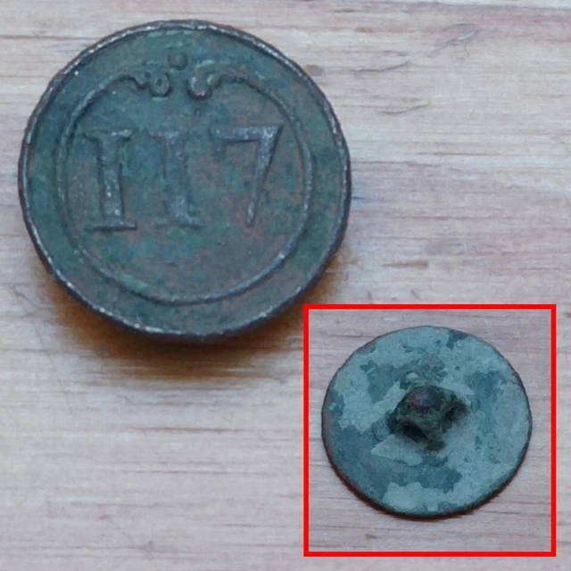Bouton (16mm) 117eme regiment d`infanterie de ligne Napoleon 1er Empire - RARE