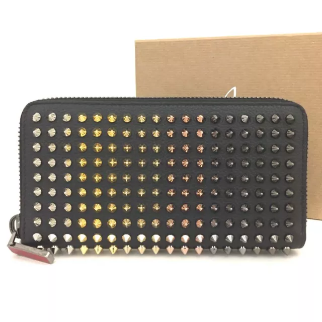 Unused Christian Louboutin Panettone Spike Leather Zip Around Long Wallet/7Y0335