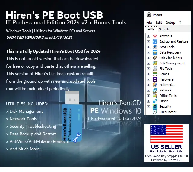 🤖Hiren's PE BOOT IT Pro Edition 2024 v2 Diagnotics and Repair USB - UPDATED🤖