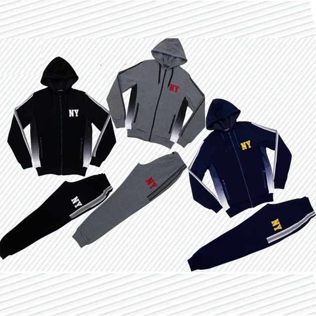 Tuta Uomo Invernale Completo Caldo Cotone Sportivo NY Felpa + Pantalone Palestra