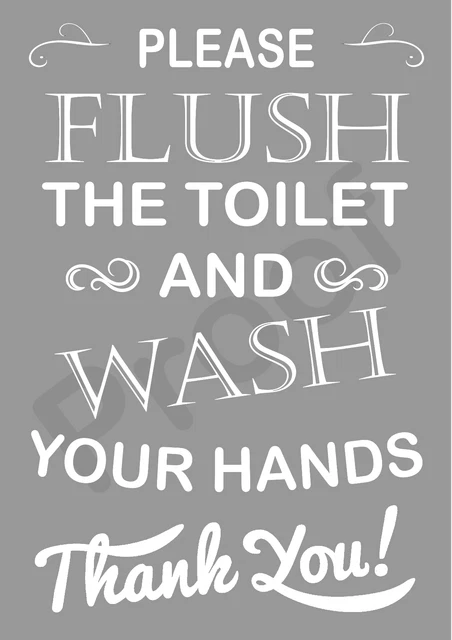 FLUSH THE TOILET METAL SIGN WALL PLAQUE bathroom wash hands loo Tin ...