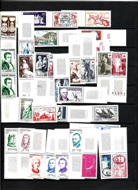 FRANCE : bon lot de 107 timbres neufs ** bords de feuille bonnes series