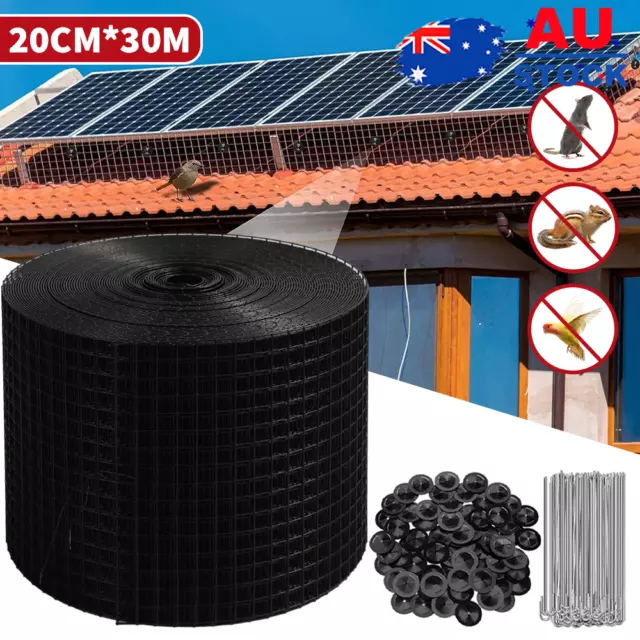 30m Solar Panel Bird Proofing KIT Stainless Steel Mesh / 100 Aluminium Fasteners