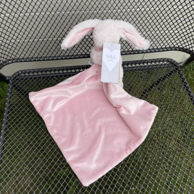 M&S Marks And Spencer Comfort coniglio coniglio rosa giocattolo morbido bianco nuovo con etichette