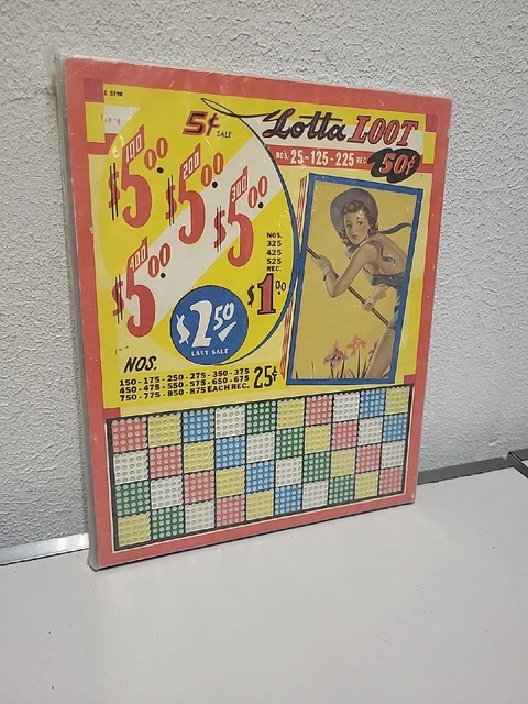 Trade Stimulator Game Punchboard Toy Vintage 1940s "Lotta Loot" Pub Bar  Lottery