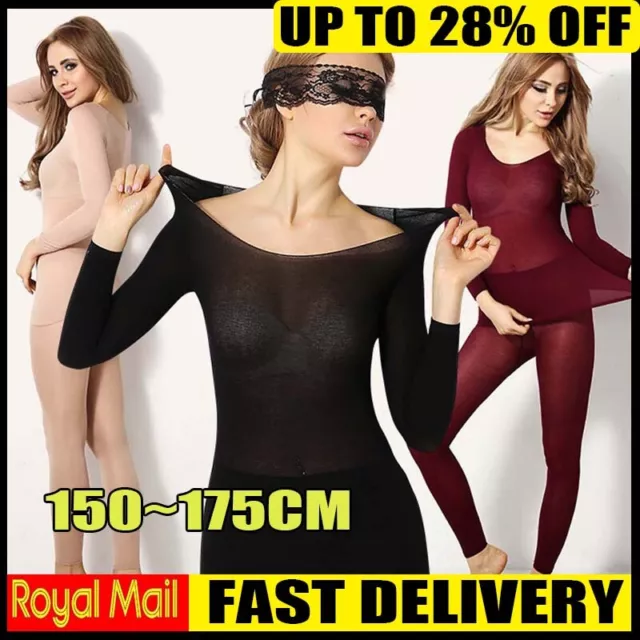 UK Solid Seamless Elastic Thermal Inner Wear Thermal Underwear Top+Bottom Set