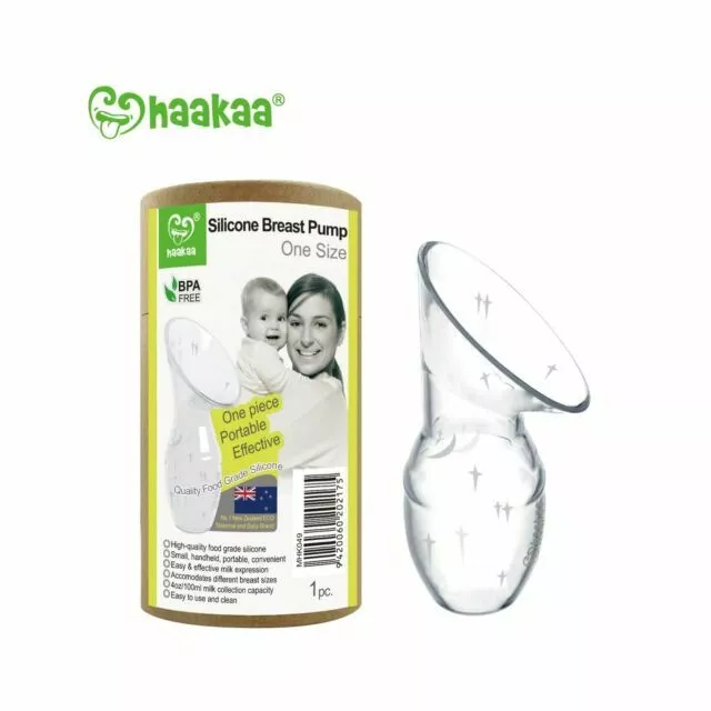 haakaa Manual Breast Pump for Breastfeeding, Silicone, Clear 4oz/100ml