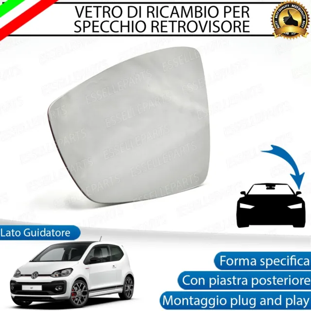 SPECCHIETTO VW UP dal 2016 VETRO SPECCHIO RETROVISORE SINISTRO LATO GUIDATORE