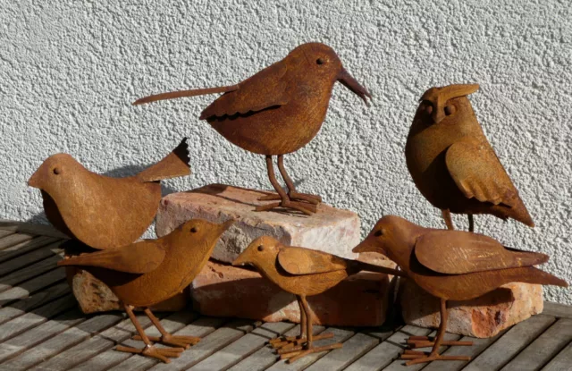ausgefallene dekorative VOGEL Figuren 6 verschiedene EdelRost Metall Vögelchen