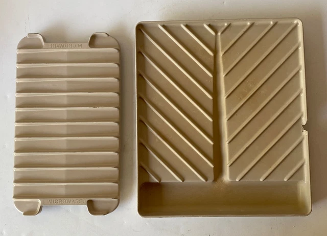 2 Anchor Hocking vintage MicroWare Microwave Bacon Rack Tray PM469-TI & PM479_T1
