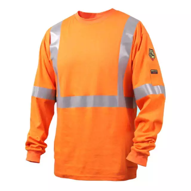 Black Stallion TF2511 FR Cotton Long Sleeve Shirt with Reflectives Orange 2X-LRG