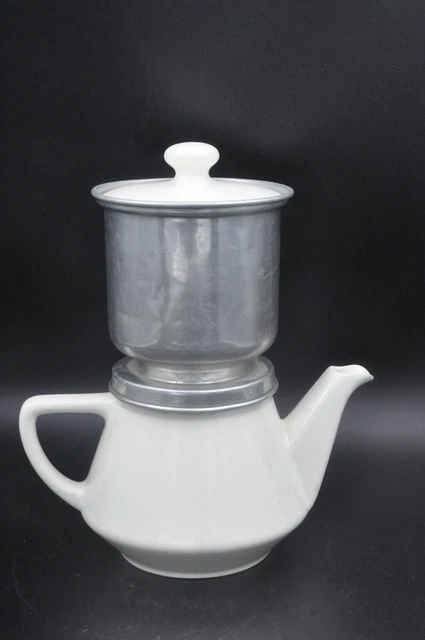 Cafetière Verseuse Vintage Villeroy Et Boch - Motif Cigognes, Porcelaine Blanche Brillante - Années 1920-1949