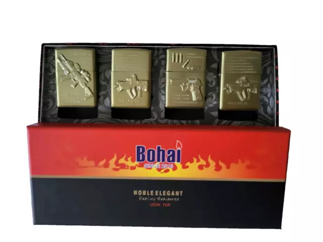 Bohai Coffret x4 Briquet essence collection militaria