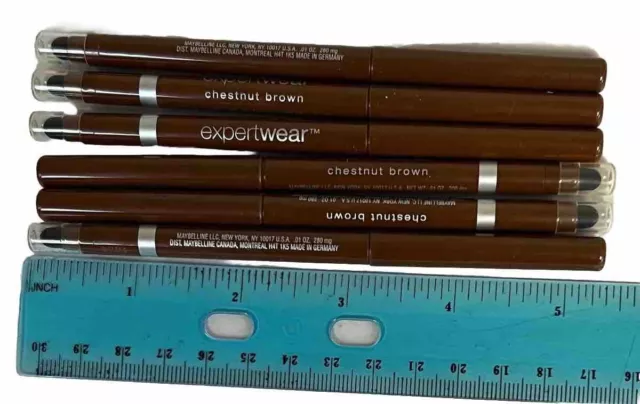 6 Maybelline Expert Wear Automatic  Eye Pencil  with  smudger - CHESTNUT BROWN