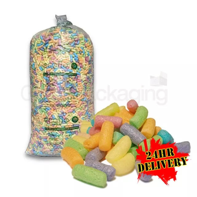 15 Cubic Foot Bag Of ECOFLO MIXED COLOUR Biodegradable Loose Void Fill 24HR DEL