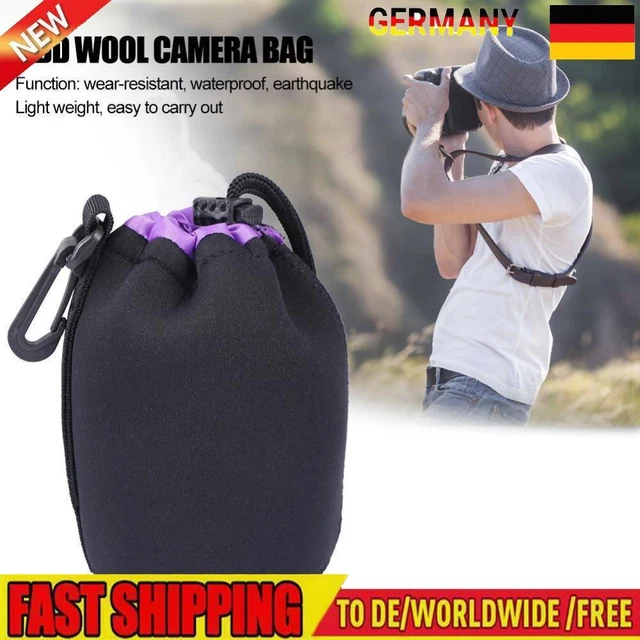 Neoprene Camera Lens Pouch Drawstring Waterproof Shockproof Soft Bag (M)