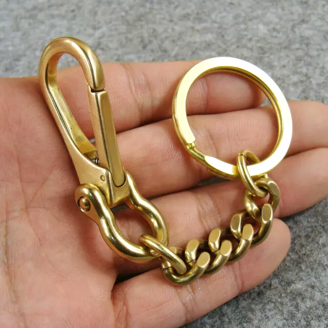 Solid Brass Key Chain Holder Keyrings Bag Wallet Chain Keychains With Snap Hook