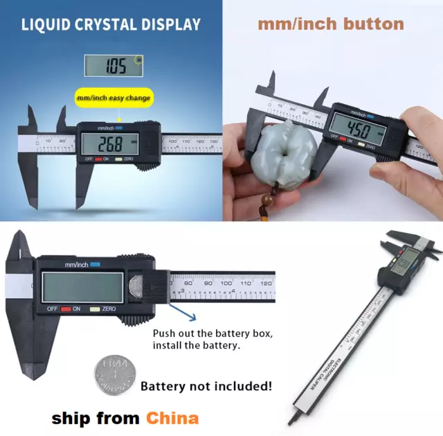 Digital Vernier Caliper 150mm 6inch Measuring Tool LCD Plastic/Metal Ruler NEW !