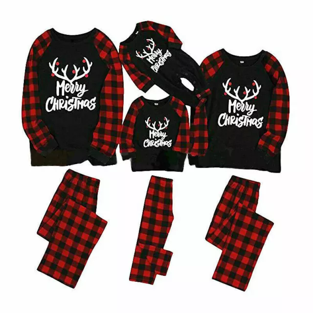 Family Matching Pajamas Xmas christmas pyjamas Festive Adult Kids PJs Sets Stock