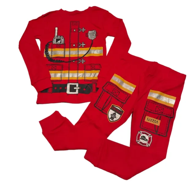 NEW Members Mark Toddler Boys Size 3T Black Red Fireman Long Sleeve Pajamas
