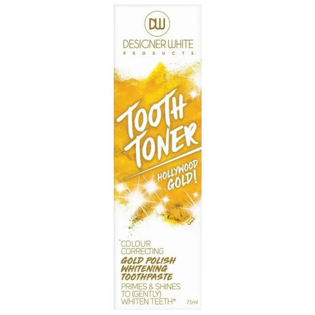 Designer White Tooth Toner Whitening Toothpaste 75mL Gold Colour Correcting