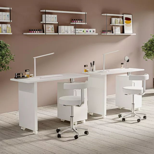 Spa Beauty Salon Nail Table Artist Manicure Station Desk Wheels Technician Table