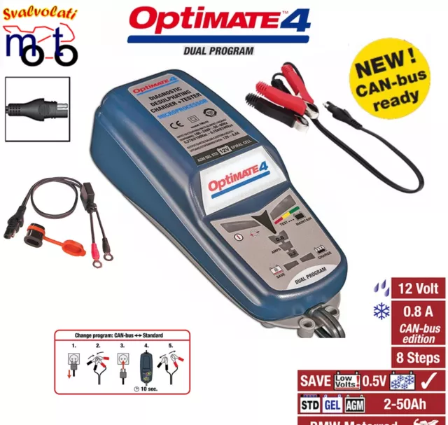 CARICA BATTERIA MOTO MANTENITORE OPTIMATE 4 DUAL PROGRAM CAN-bus PER DUCATI