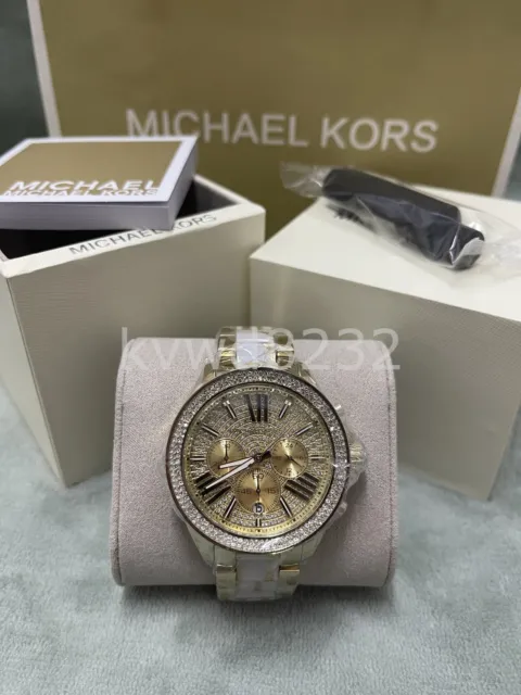 Michael Kors MK6157 Wren 42mm Gold Tone Crystal Chronograph Quartz Women's Watch