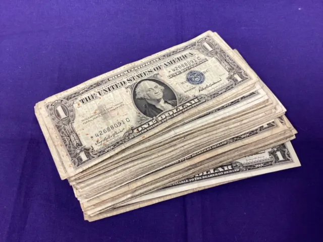 LOT: (70) 1957 One Dollar ($1) Star Note - WELL CIRCULATED Silver Certificates