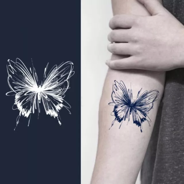 5 Hojas Temporales Falso Tatuaje Mariposa Cuerpo Arte Muñeca Cuello Espalda Pegatinas BII