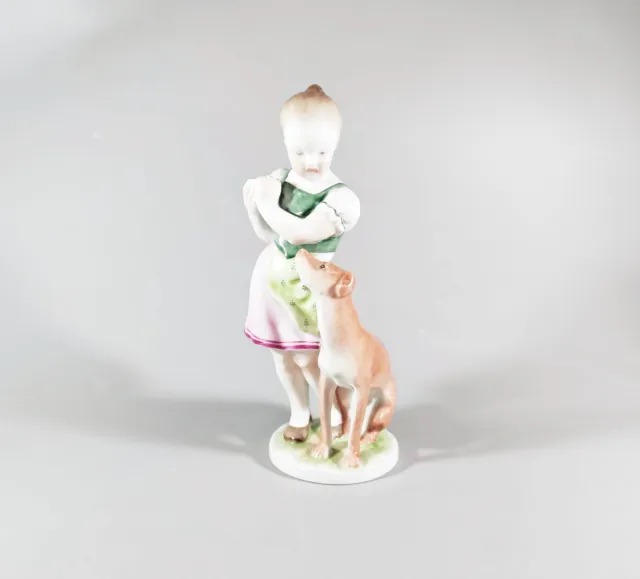 Herend, "Little Jealous" Girl With Dog, Handpainted Porcelain Figurine ! (I216)