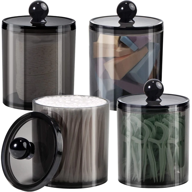 SheeChung 4 Pack Plastic Acrylic Bathroom Vanity Countertop Canister Jars wit...
