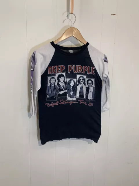 Deep Purple Perfect Strangers Tour 1985 T Shirt Vintage Reglan 3/4 Single Stitch