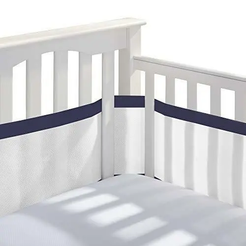 BreathableBaby Breathable Mesh Crib Liner – Deluxe Muslin Collection – Navy