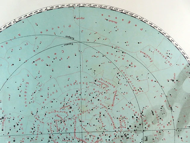 ANTIQUE STAR CHART Celestial Map constellations Astronomy Hemisphere ...