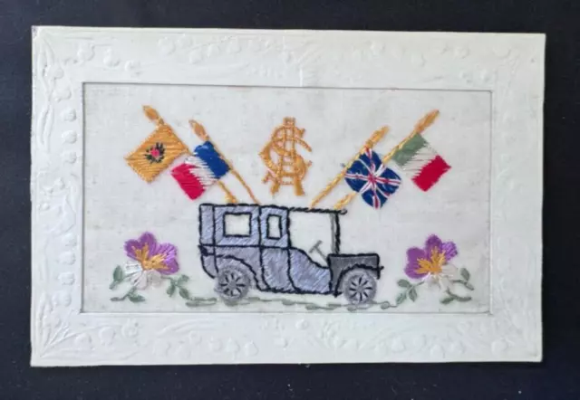 Rare Military: Army Service Corps (A.s.c): Ww1 Embroidered Silk Postcard