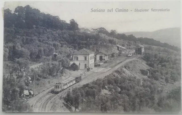 Cartolina Soriano Nel Cimino Stazione Treno Viterbo Lazio Animata Paesaggistica